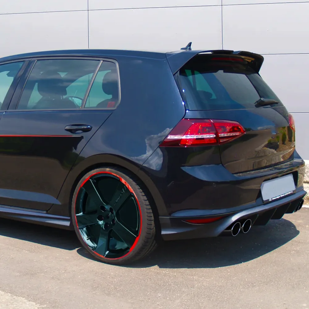 폭스바겐 VW 골프 7 MK7 GTI GTD R TSI TDI 2013-2019용 글로스 블랙 리어 스포일러 캡 익스텐션 리어 윙 바디킷 튜닝 썸네일 3