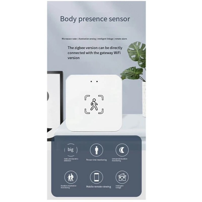 Wifi Human Presence Motion Sensor Radar Light Sensor Two-In-One Tuya Smart Life Home Automation