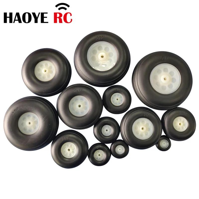 Haoye 2 Pcs/Lot 1-4inch High Quality PU Wheel With Plastic Hub Tail Wheel Tires For RC Airplane Replacement Toys DIY Accessory