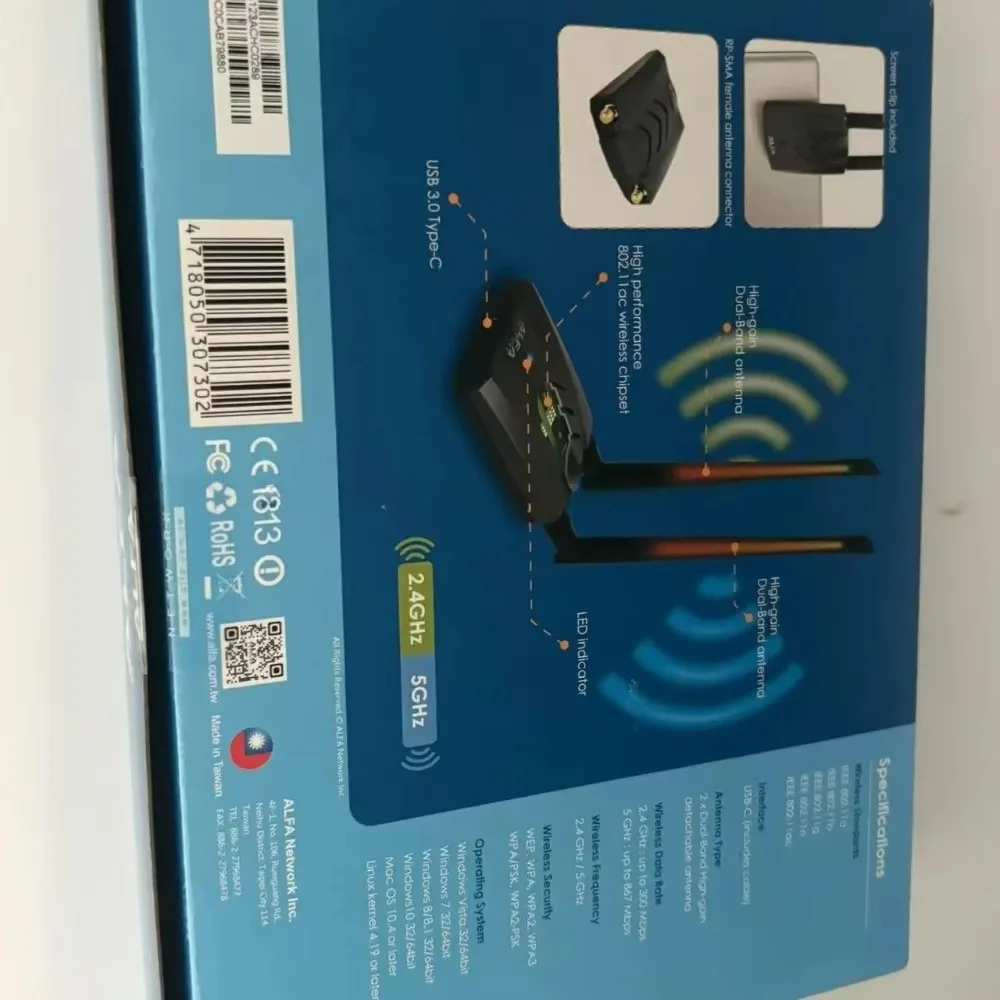 RoRuSOriginal AWUS036ACH RTL8812AU Network Card BT5