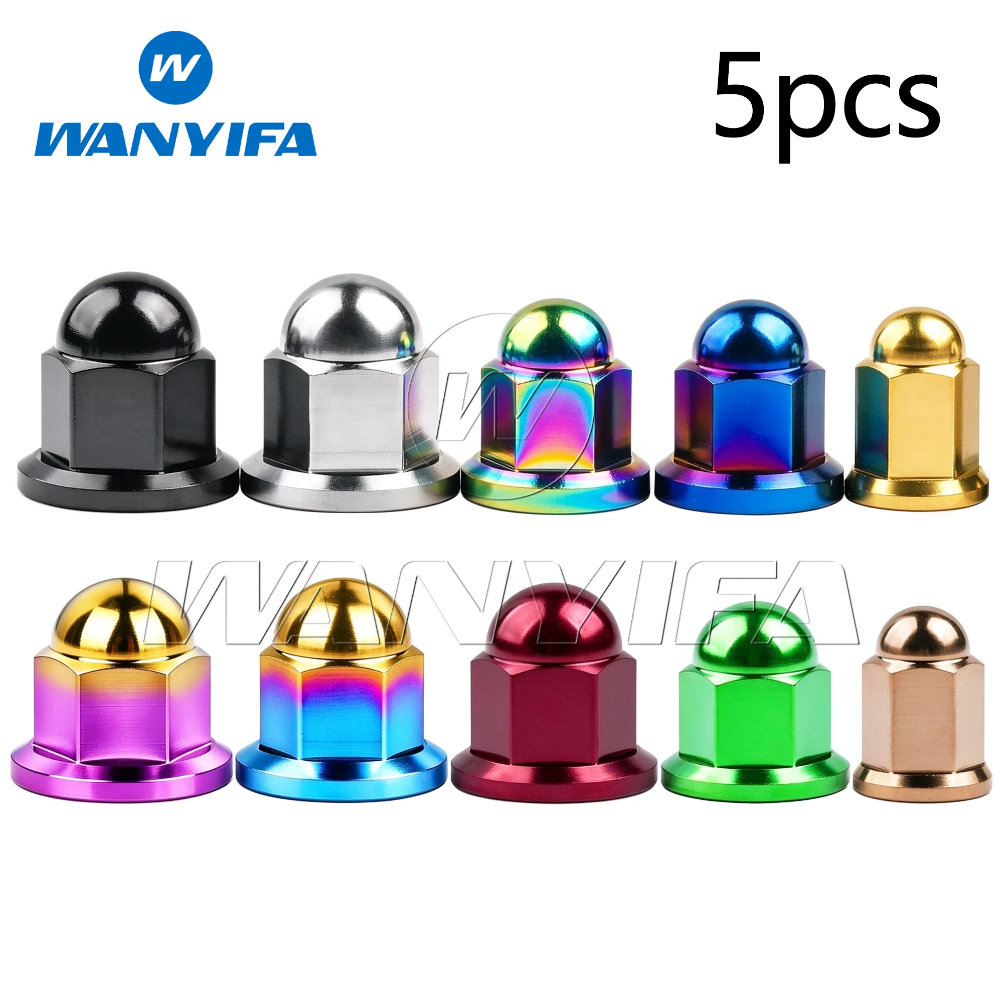 Wanyifa Titanium Nut M6/M8/M10 Dome Head Acorn Nuts for Bicycle Motorcycle Car 5pcs
