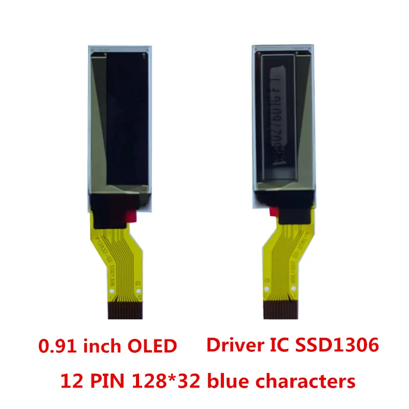 0.91 inch OLED blue word 12pin 12832 dot matrix screen drive SSD1306 serial port 0.91oled screen