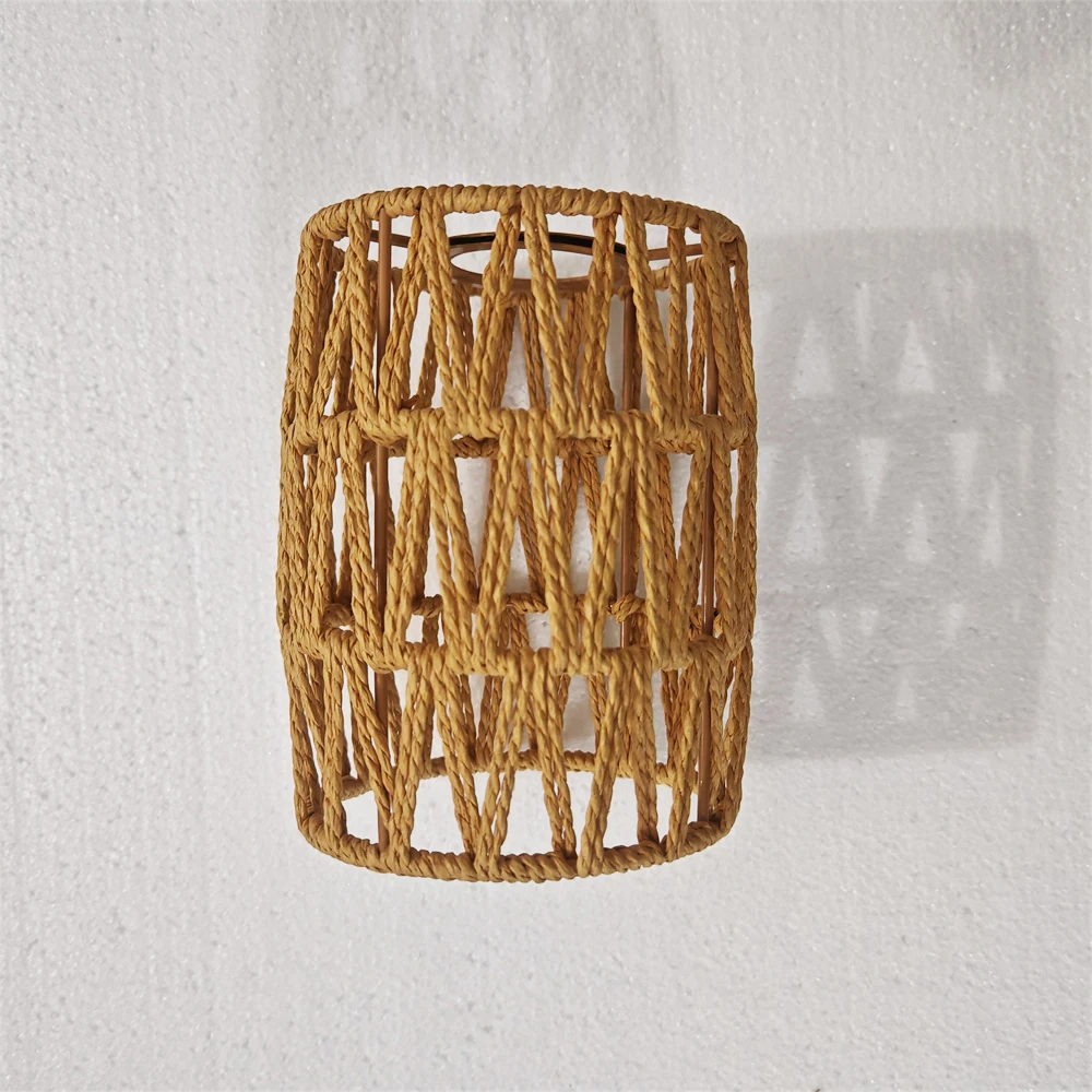 

Плетеный подвесной светильник в ретро-стиле для домашнего декора, абажур из ротанга, 11,5*15 см