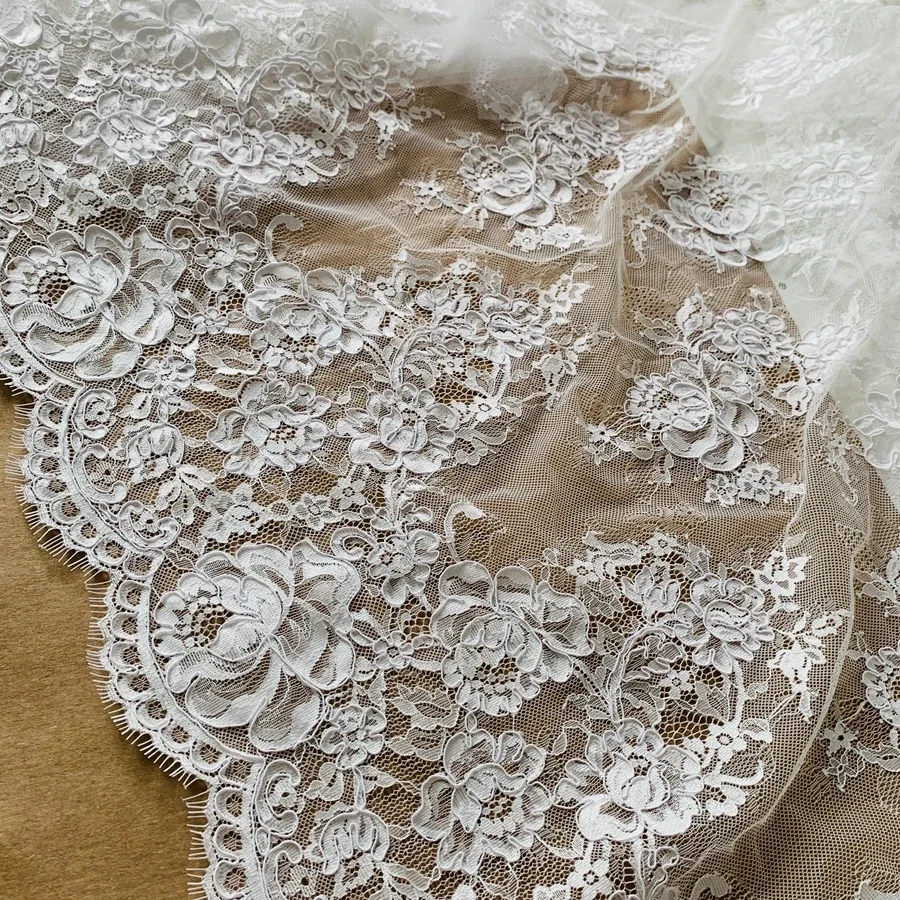 Off White Cord Lace Fabric Handmade Cording Lash French Lace 1.5M Wide 3M Long Quality Wedding Lace Luxury