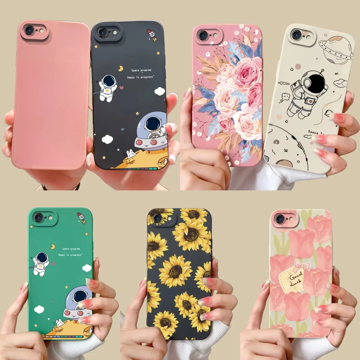 Funda SunFlower para iPhone 7 8 Plus, funda para iPhone SE, iPhone7, iPhone8, fundas de teléfono, parachoques de protección de lente de silicona líquida suave