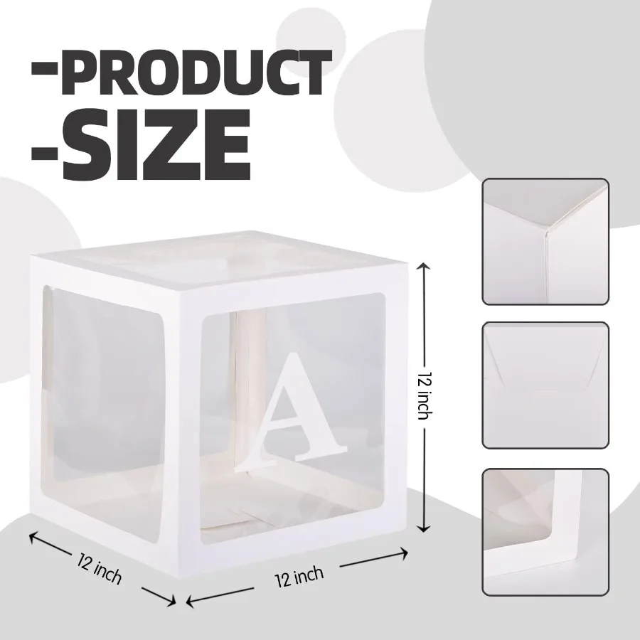 White Clear Baby Boxes with Baby Lette Party Decoration Transparent Ballon Boxes Backdrop Baby Shower Birthday Party Gender Rev