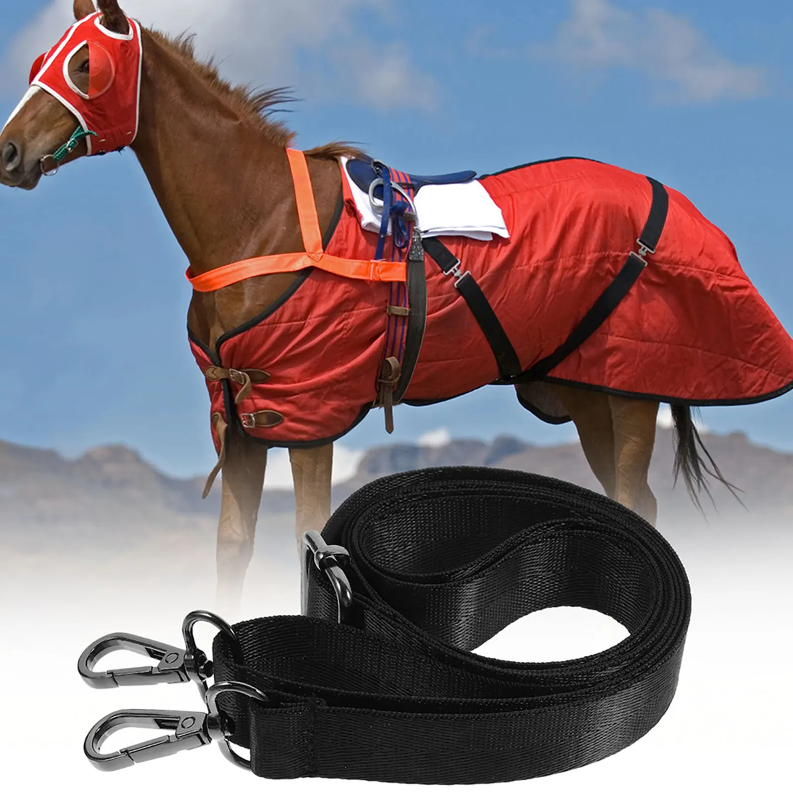 

2Pcs Adjustable Elastic Horse Blanket Leg Straps Nylon Material Double Buckle Snaps Secure Comfort Fit for All Horse Blankets