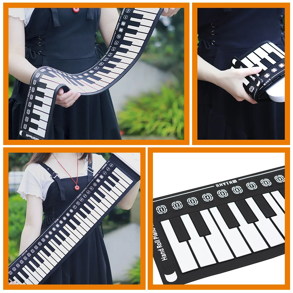 

49-Key Roll- Piano with Built-in Speaker Portable Foldable Keyboard for Music Training and Street Performance