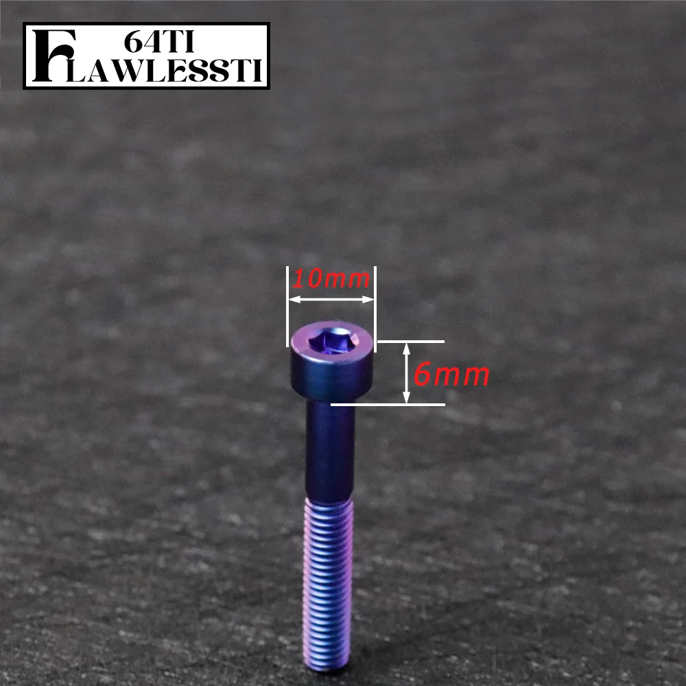 FLAWLESSTI M6×10-65 MM Gr5 Titanium Bolt Crankcase Engine Clutch Brake Master Pump Bolt For Motorcycle Scooter