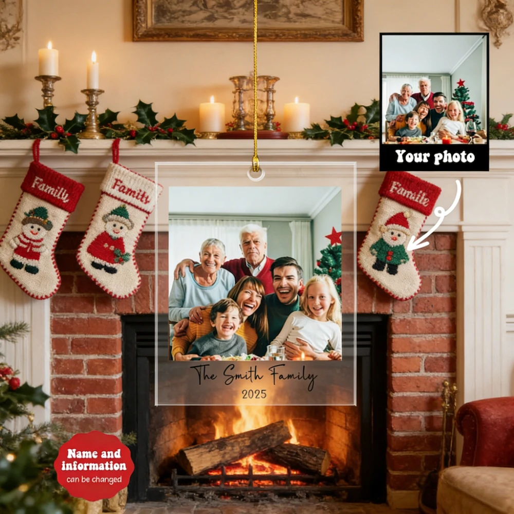 

Customised Family Photo Acrylic Ornaments Personalised Family Christmas Tree Hanging Decorations Keepsakes Christmas Presents