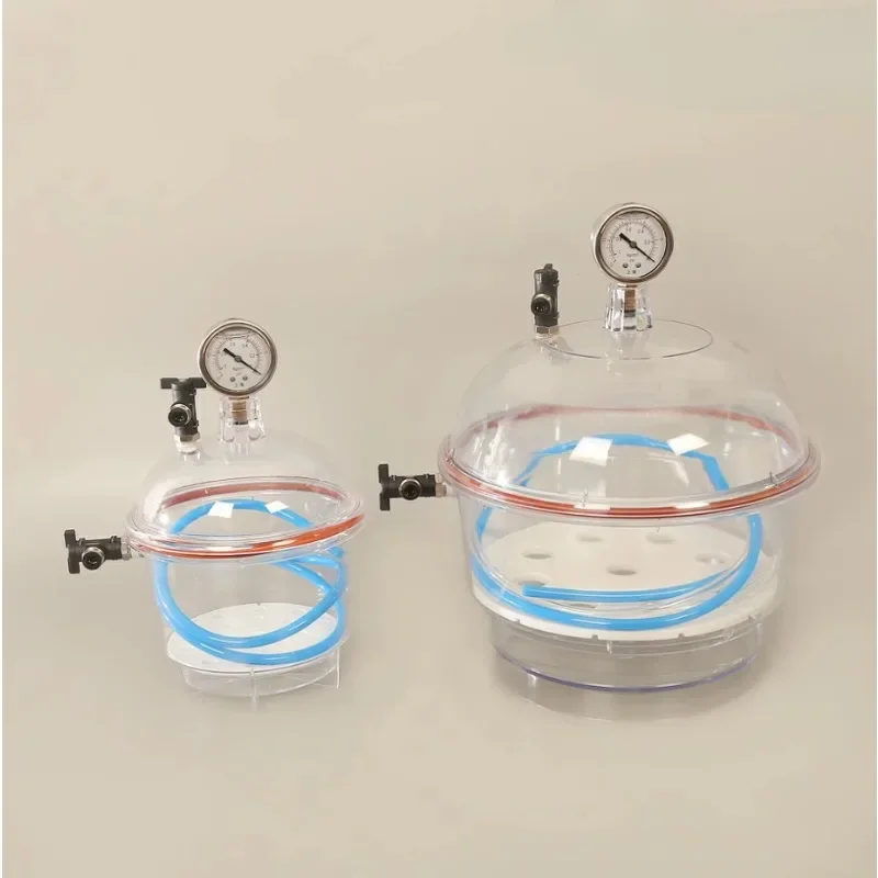 

150 250mm Vacuum Tank Drying Dish Double Valve Transparent Dryer