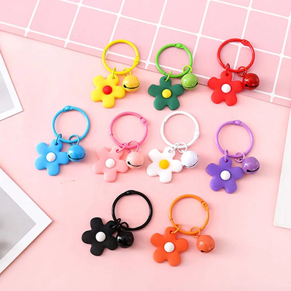 Girls Elegant Korean Women Candy Color Flower Keychain Key Ring Bag Pendant Fashion Jewelry
