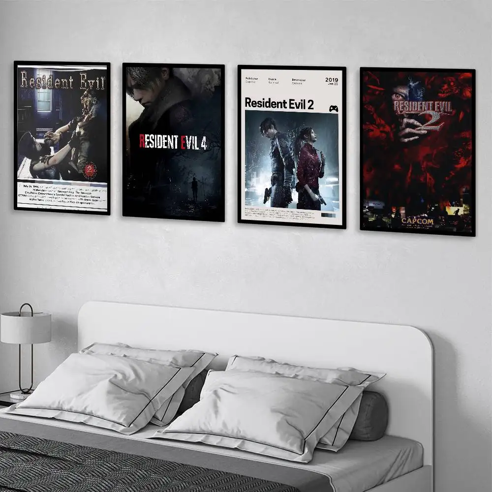 Video Game R-Residents-Evil Poster Self-adhesive Art Waterproof Paper Sticker Coffee House Bar Room Wall Decor