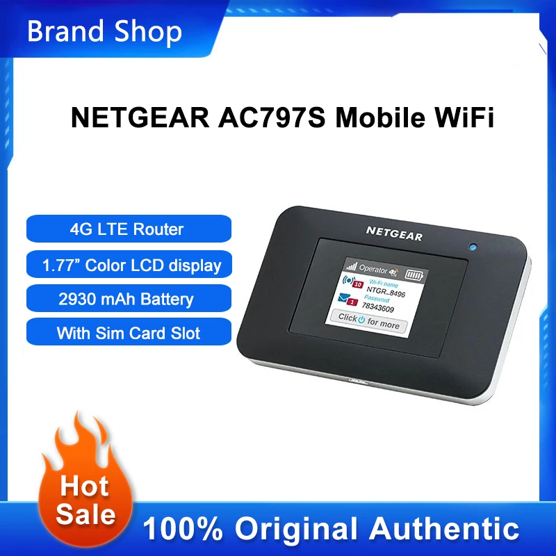 Unlocked NETGEAR AC797S Pocket WiFi Router Dual-Band 400Mbps Mobile MiFi With Sim Card Slot 2930mAh Battery Network Repeater