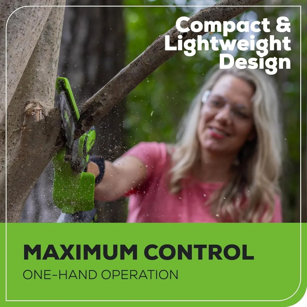 منشار كهربائي Greenworks 24V Compact 6، بطارية 2.0 أمبير في الساعة متضمنة لتقليم الأشجار