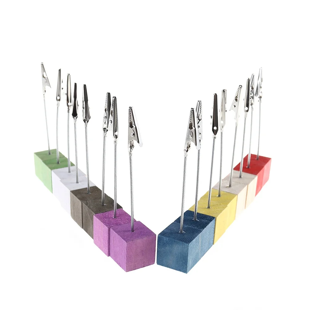 

24 Pcs Square Wooden Message Clips Eco Friendly Multi Function Photo Folder Note Holder School Office Supplies