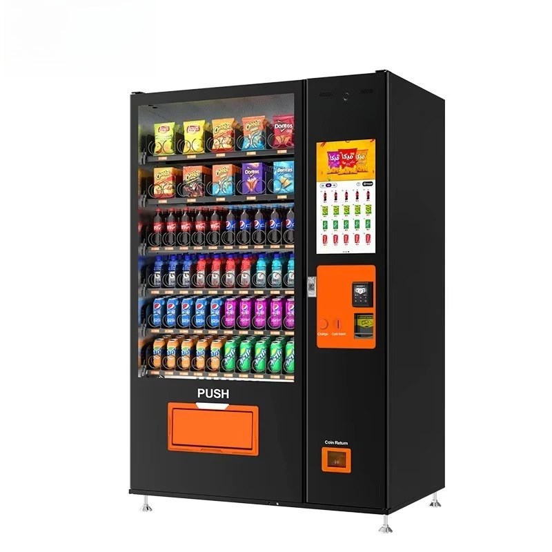 Advertising Screen Vending Machine  Combination Snack Drinks Vending Machine  With Card Reader