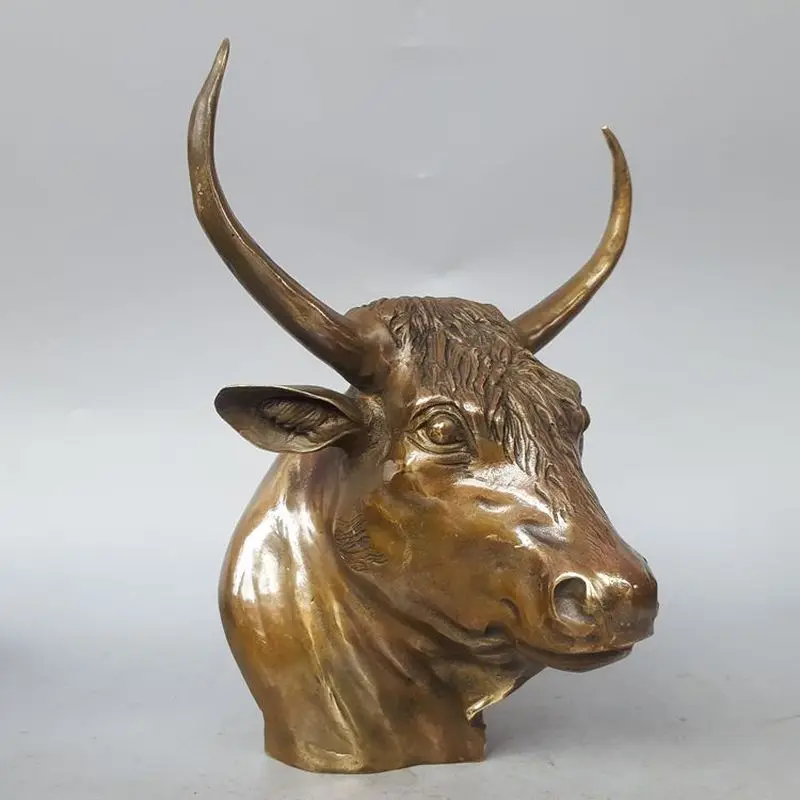 Pure copper bull head ornament, metal craft animal sculpture, restaurant wall , creative hanging decoration