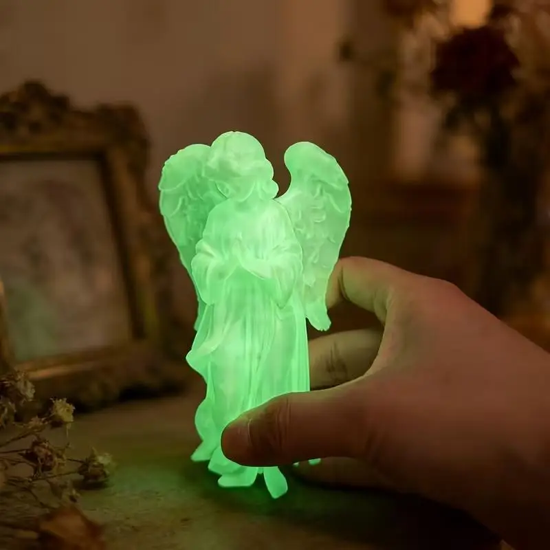 Luminous Angel Girl Figurine, Glow‑in‑Dark Prayer Statue for Home Decor