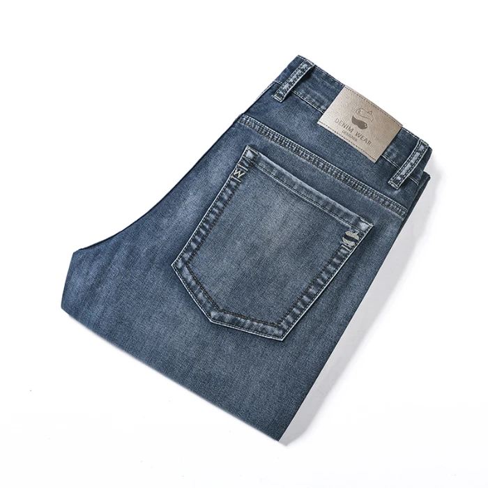High Quality Vintage Style Men's Lyocell Summer Jeans High Waist Loose Straight Stretch Business Thin Casual Trousers Male - view 3