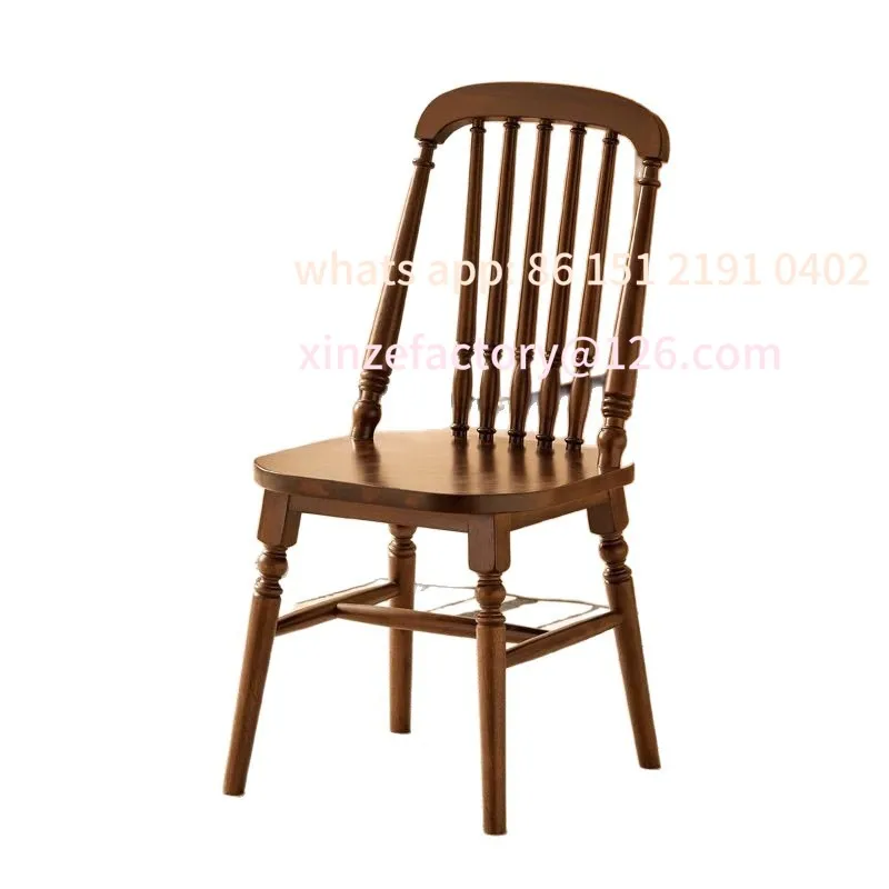 

Customizable medieval solid wood walnut backrest soft bag chair retro makeup stool home light luxury