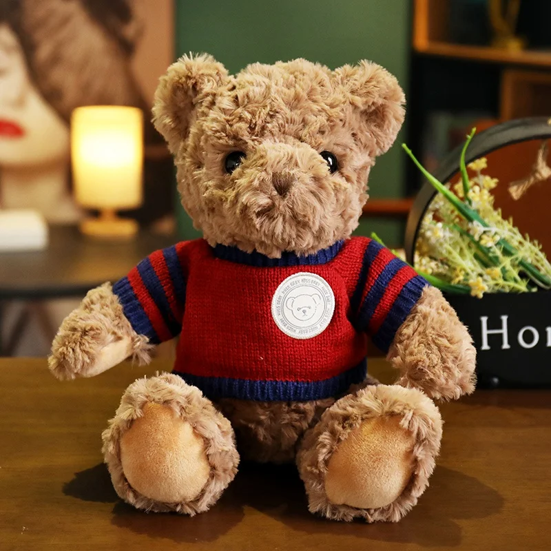 Suéter de alta calidad, oso de peluche, juguetes hechos a mano, esponjoso, encantador, niños, muñeco de oso tranquilizante, compañero suave, bonito regalo de cumpleaños