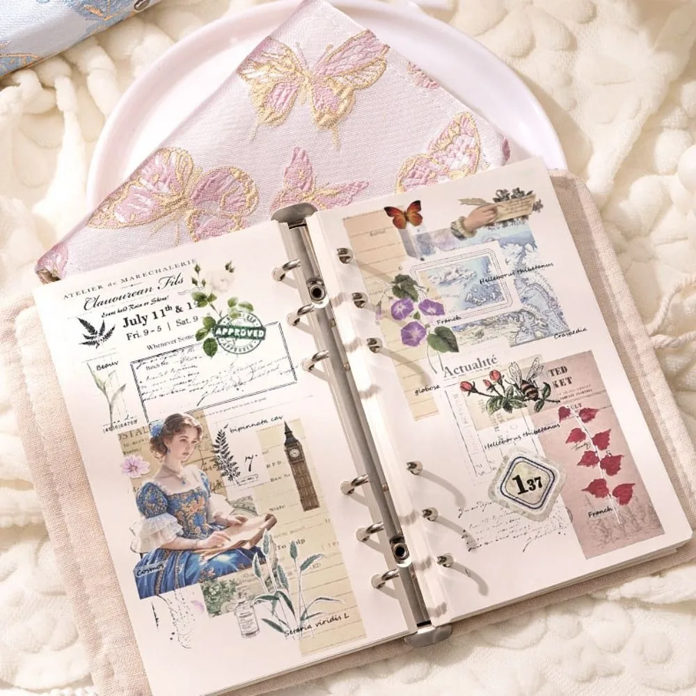 90Sheets Butterfly Cloth Notebook 6-hole Blank Loose-leaf Notebook School Supplies To Do List Office Notebook Stationery