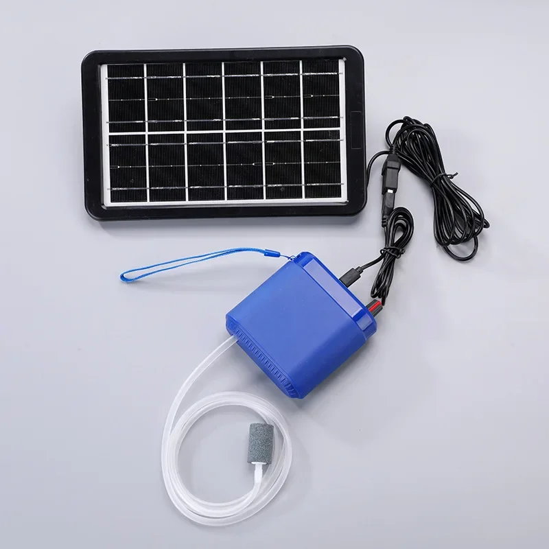 Solar Power Oxygen Pump for Aquarium Fish Tank, USB Charging, Noiseless, Outdoor Fishing, Oxygen Machine