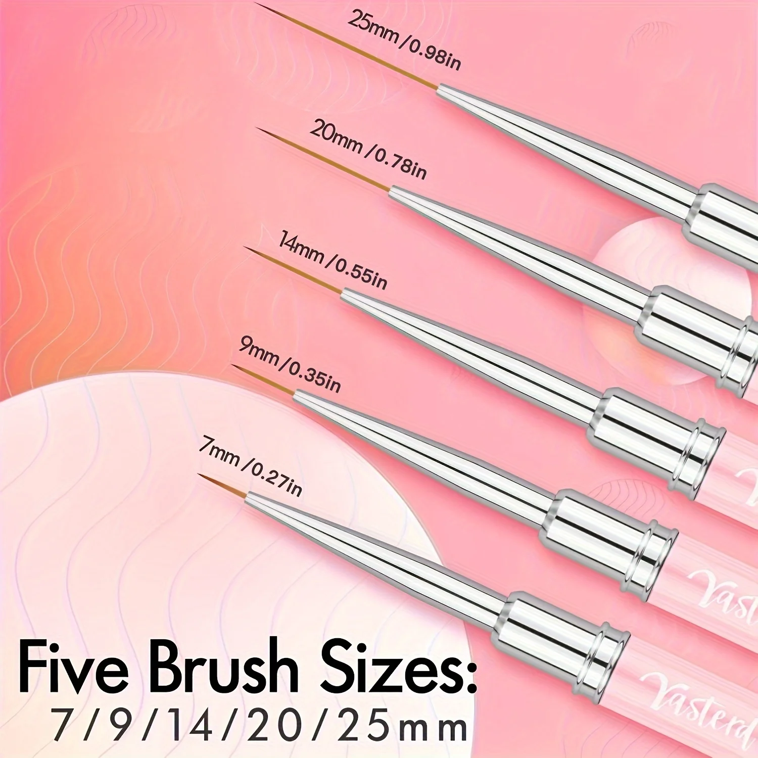 Nail Art Brushes, 5pcs Long Nail Art Line Brushes for Details, Fine Designs, Thin Nail Design Brush Set Gel Polish Painting Pens