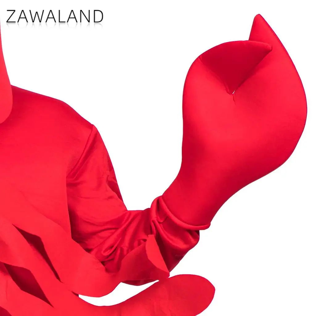 Zawaland-男性用のハロウィーンの面白いコスプレコスチューム、ロブスターコスチューム、ホリデーパーティーonesie、ステージパフォーマンス服、赤いステージファッション