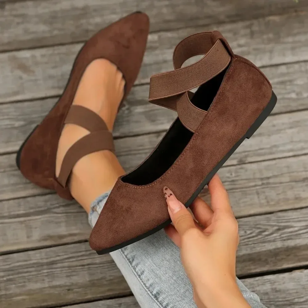 Damenschuhe, Ballerinas, Damen-Sandalen, Riemen, Knöchel, elastischer Gürtel, niedliche Ballerina-Damen, elegante flache Schuhe für Damen – Detail 6
