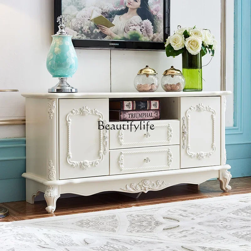 

04ld14 New European TV cabinet small apartment bedroom ultra-thin TV cabinet French