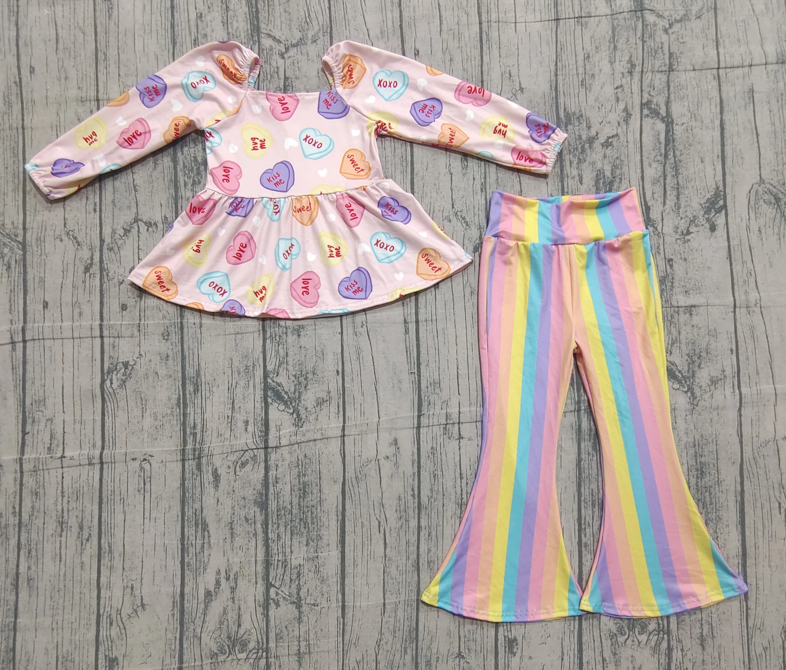 z1112-16 GLP3118 Pre-sale sample Wholesale Boutique girl valentine love long sleeve pants Set Summer Children clothing