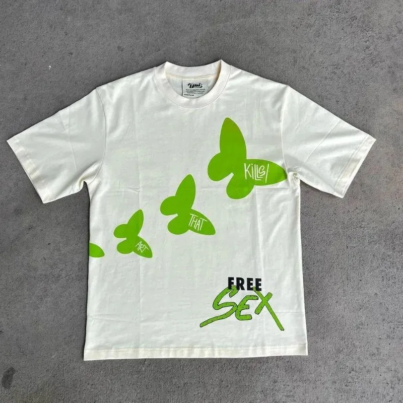 Amerikaanse Schattige Brief Cartoon Brief Print Oversized T-Shirt Women 'Sy 2K Street Hiphop Harajuku Retro Harajuku Losse Korte Mouw