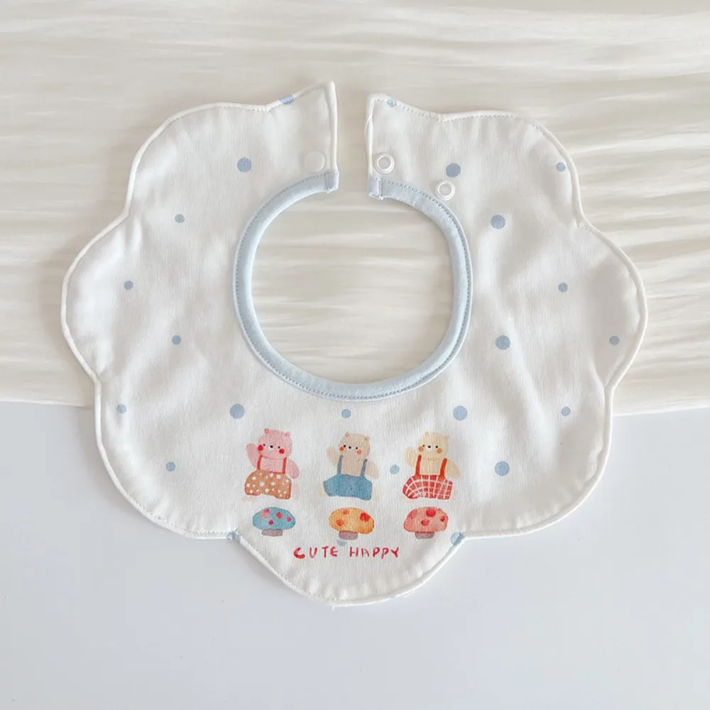 

Cartoon Anti-vomiting Bibs Cotton Yarn Rotatable Baby Drooling Bibs Flower Shape Round Neck Baby Cotton Bibs Feeding Accessories