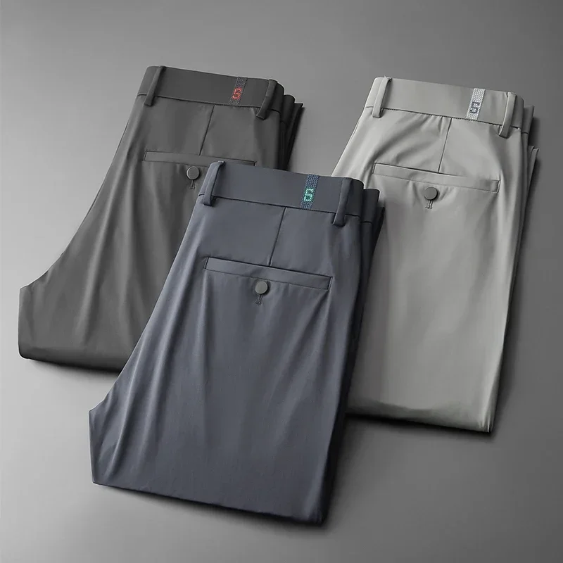 TFETTERS Brand Fashion Ice Silk Pant Men 2026 Spring and Summer Thin Breath Straight Casual Pants Comfortable Mid Loose Trousers