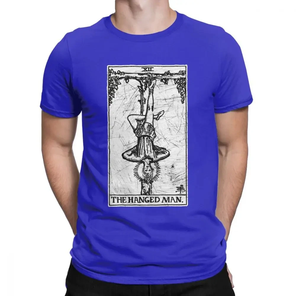 Men\'s The Hanged Man Tarot Card Major Arcana Fortune Telling Occult T Shirts Pure Cotton Short Sleeve Tee Shirt Present T-Shirts