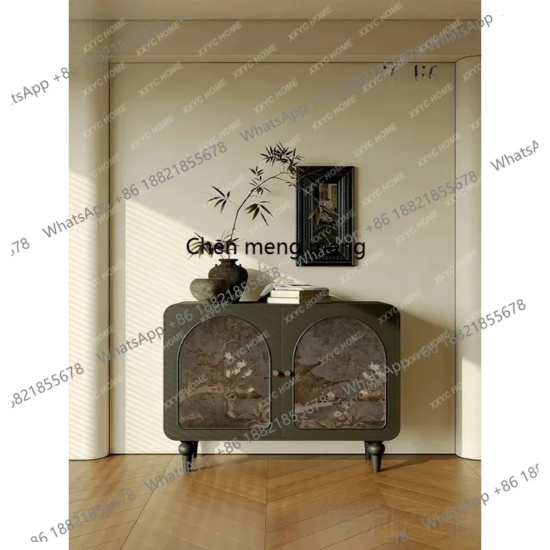 B178 French antique entrance cabinet entry living room solid wood painted locker double door retro decorative cabinet