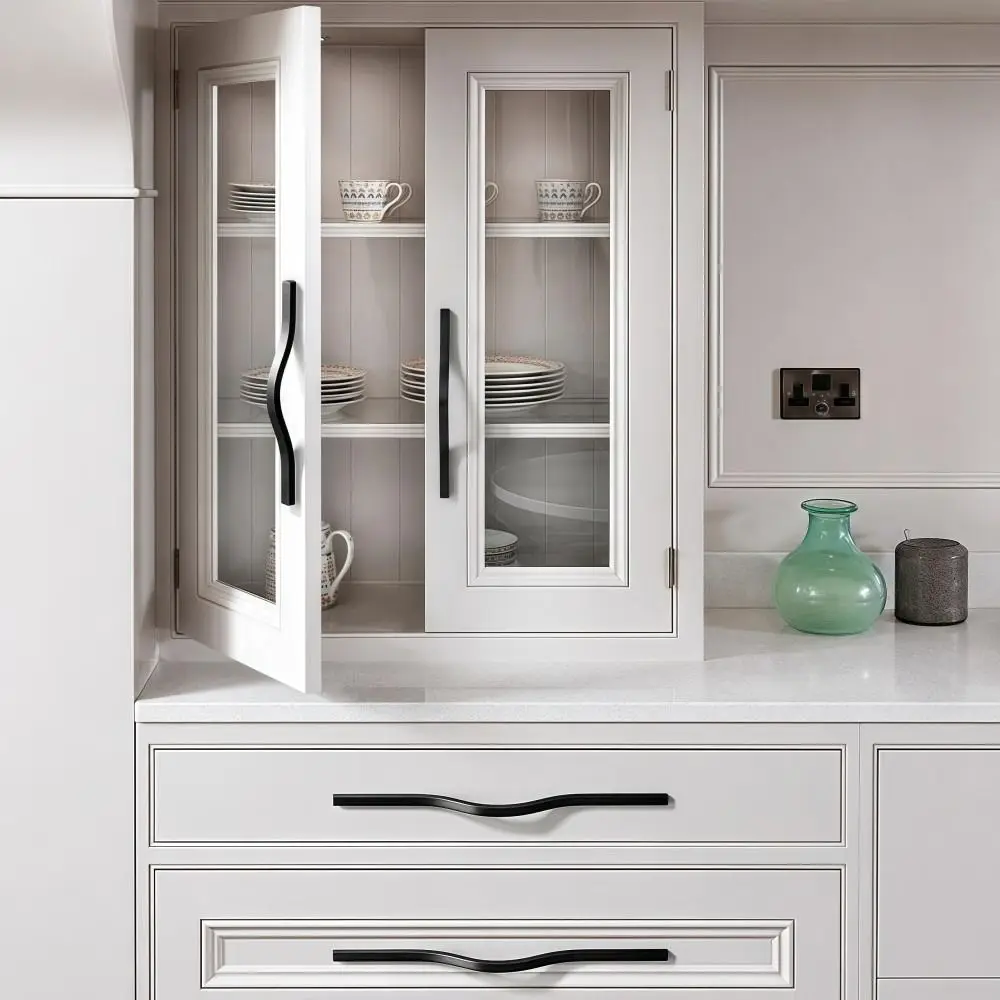 Aluminum Alloy Cabinet Pull Handle Multiple Sizes Sleek Wardrobe Door Pull Long-bar Durable Curved Furniture Handle