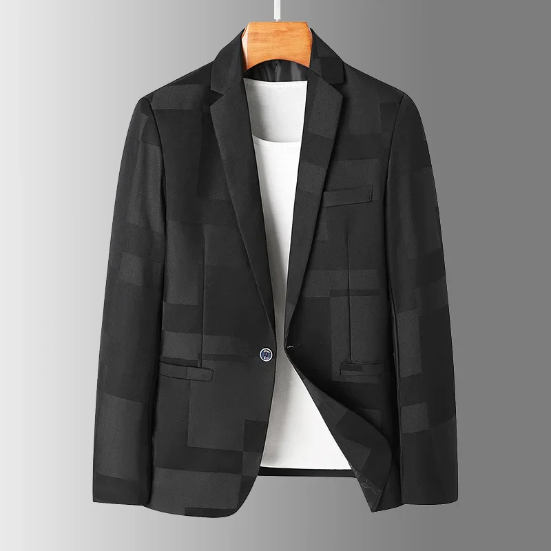 Men Suit Blazers Jackets New Spring Autumn Plaid Casual Suits Jackets Coats Business Formal Wear Men Slim Fit Blazers