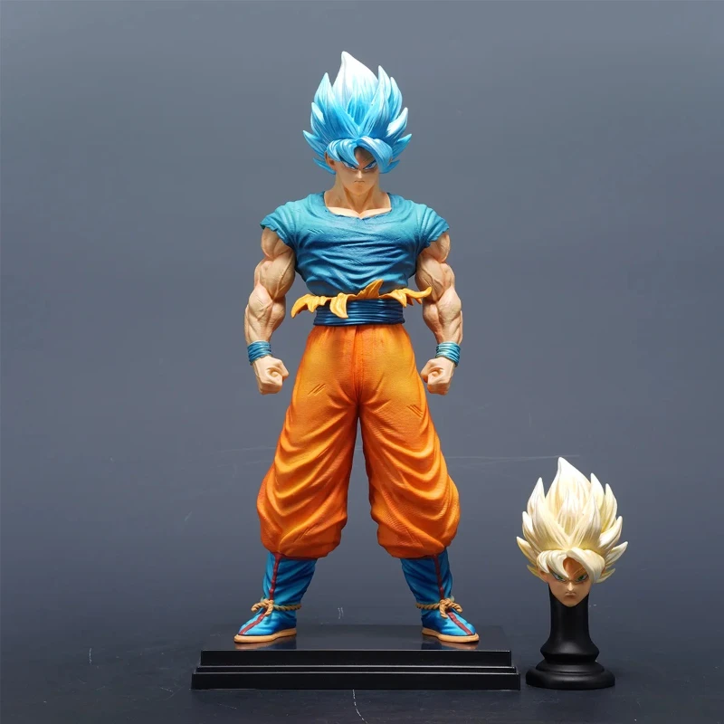 

Dragon Ball Z Son Goku Фигурка Сменные головы Super Saiyan Blue Goku Фигурки ПВХ Статуя Коллекция Модель Игрушки Подарки