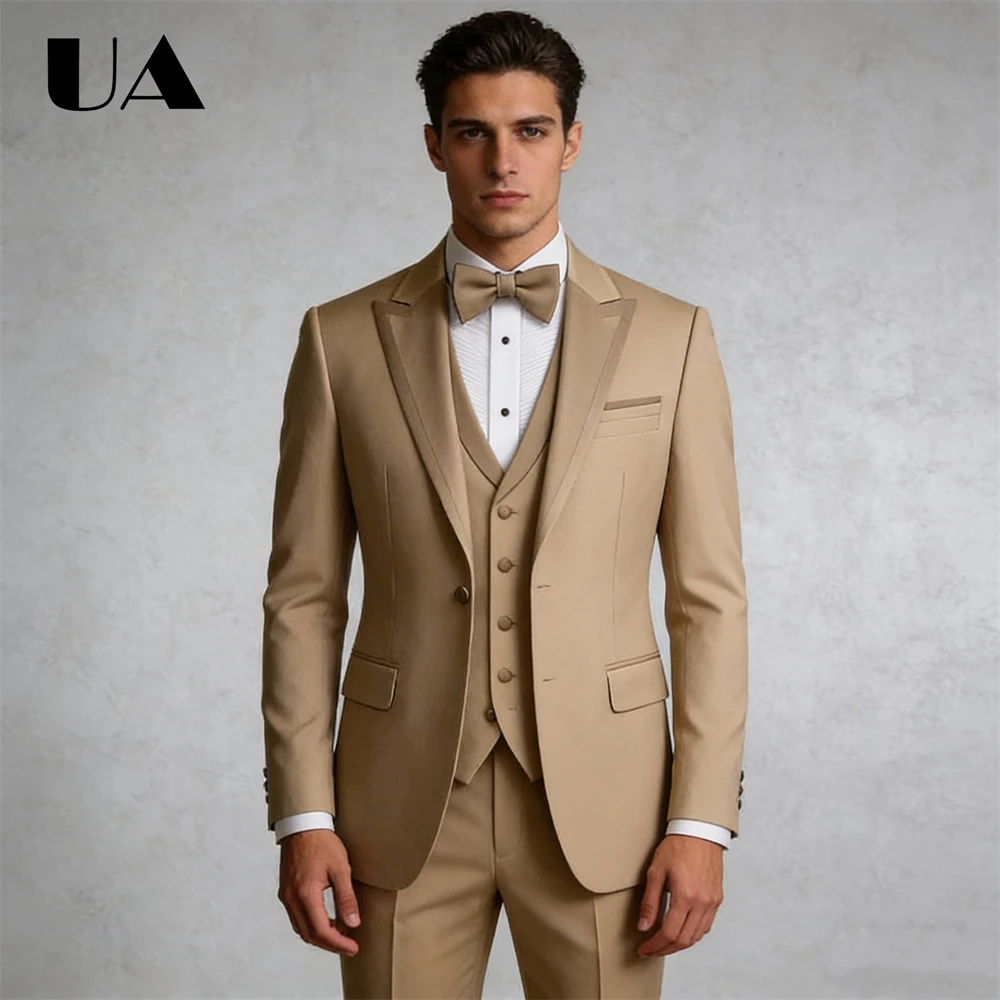 

Champagne Wedding Suit Attire for Men, Tailored Plus Size XXS-7XL Mens Formal 3=Piece Suit (Jacket Vest Pants) Fast Shipping