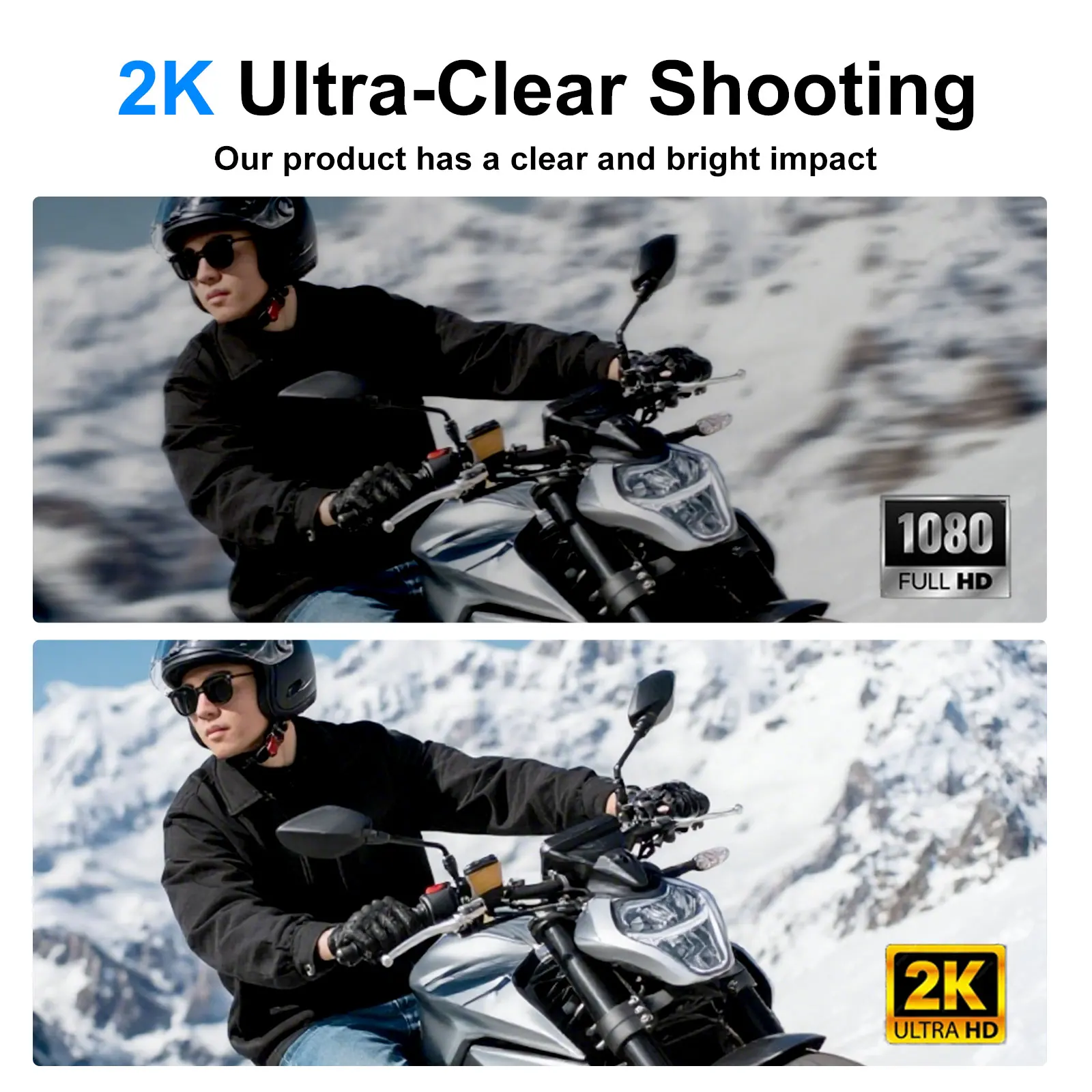 กล้องติดรถมอเตอร์ไซค์ DVR เครื่องบันทึกวิดีโอ กล้องมอเตอร์ไซค์ DVR 2K กันน้ำระดับ IP65 รองรับ Wifi สำหรับรถมอเตอร์สปอร์ต