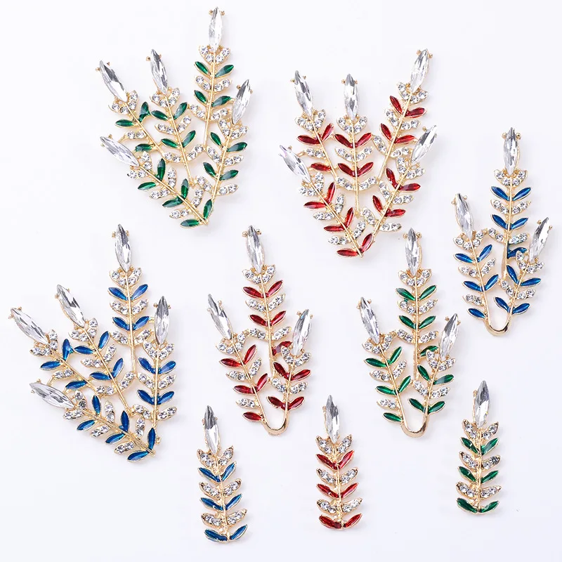 DIY antique bride hair accessories group fan micro-inlaid white diamond dripping oil branches leaves alloy accessories DIY mater