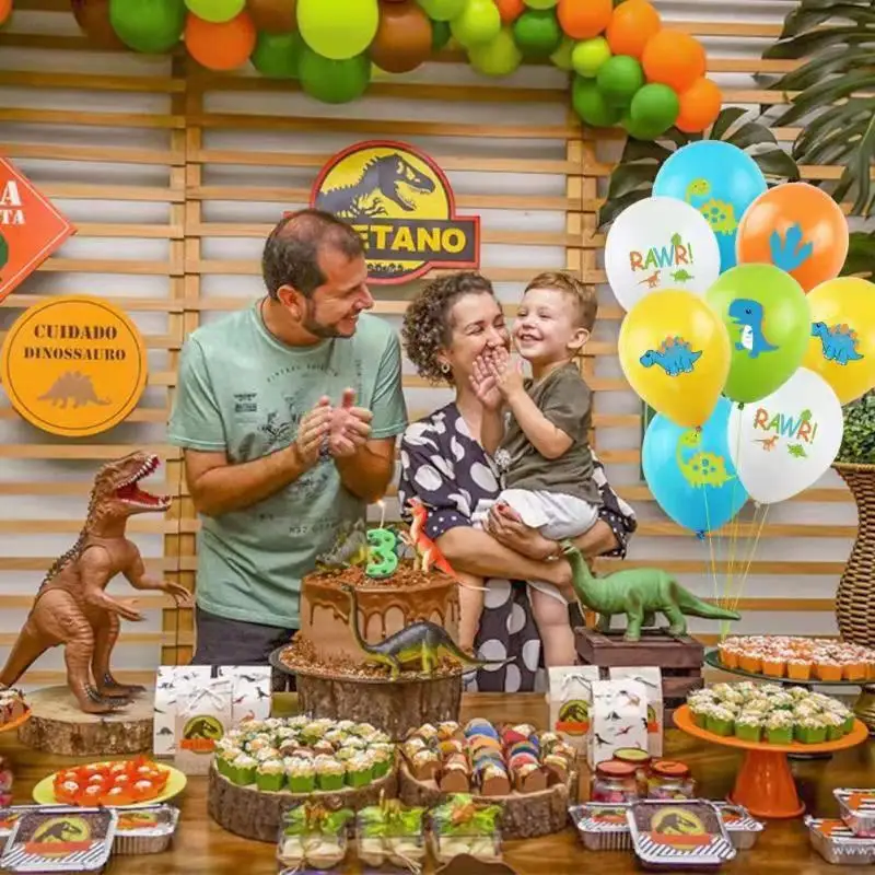 Globos de dinosaurio para fiesta de cumpleaños de niños, 10 piezas, Mundo Jurásico, animales de la selva, bolas de látex, decoración, Baby Shower