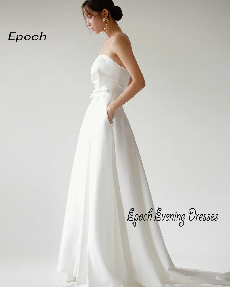 Epoch Long Evening Dress Elegant A-Line Korea Style Strapless Customized Floor-Length Wedding Gowns For Sexy Women 2024 New