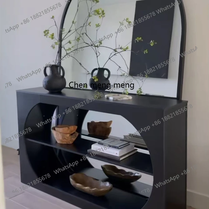 

Medieval solid wood entrance table, retro entrance entrance table, table against the wall, ash wood logs