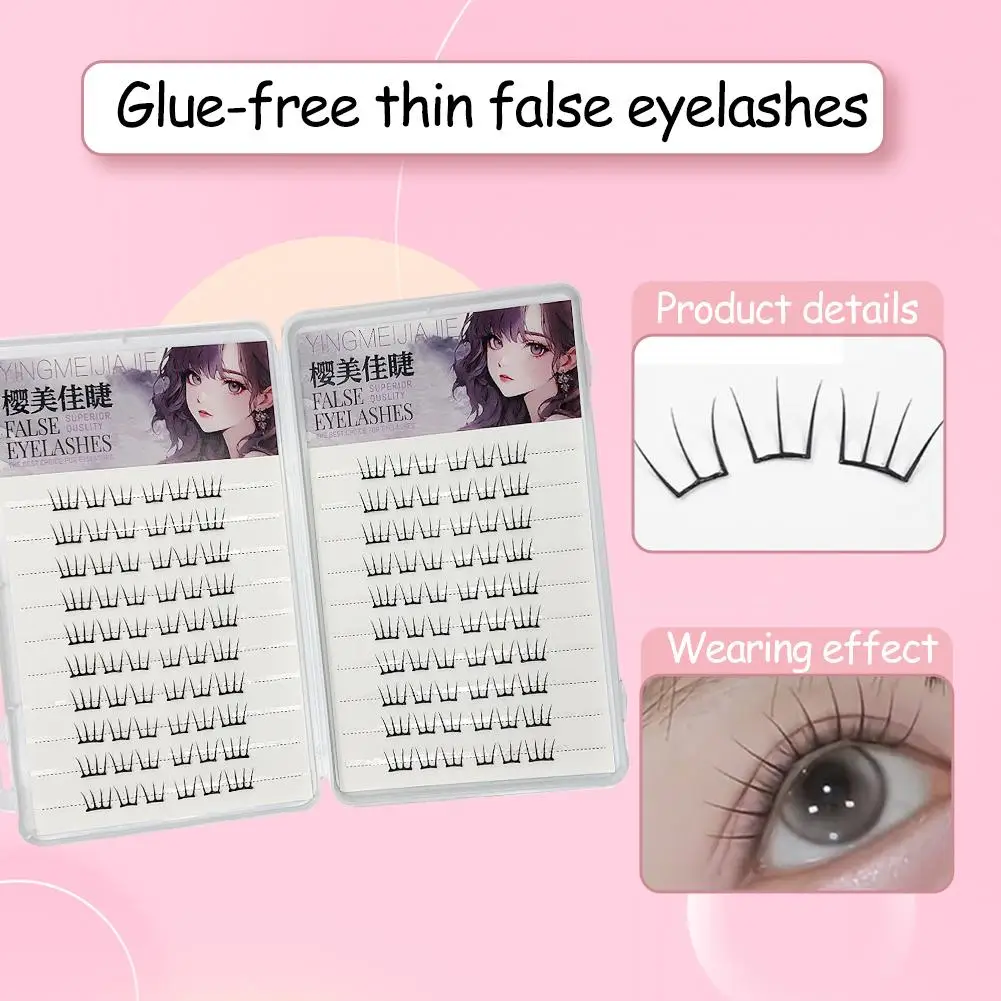 Korean Style Glue-Free False Eyelashes, Thin Segmented Design for Beginners, Natural Cute Look with Large Capacity