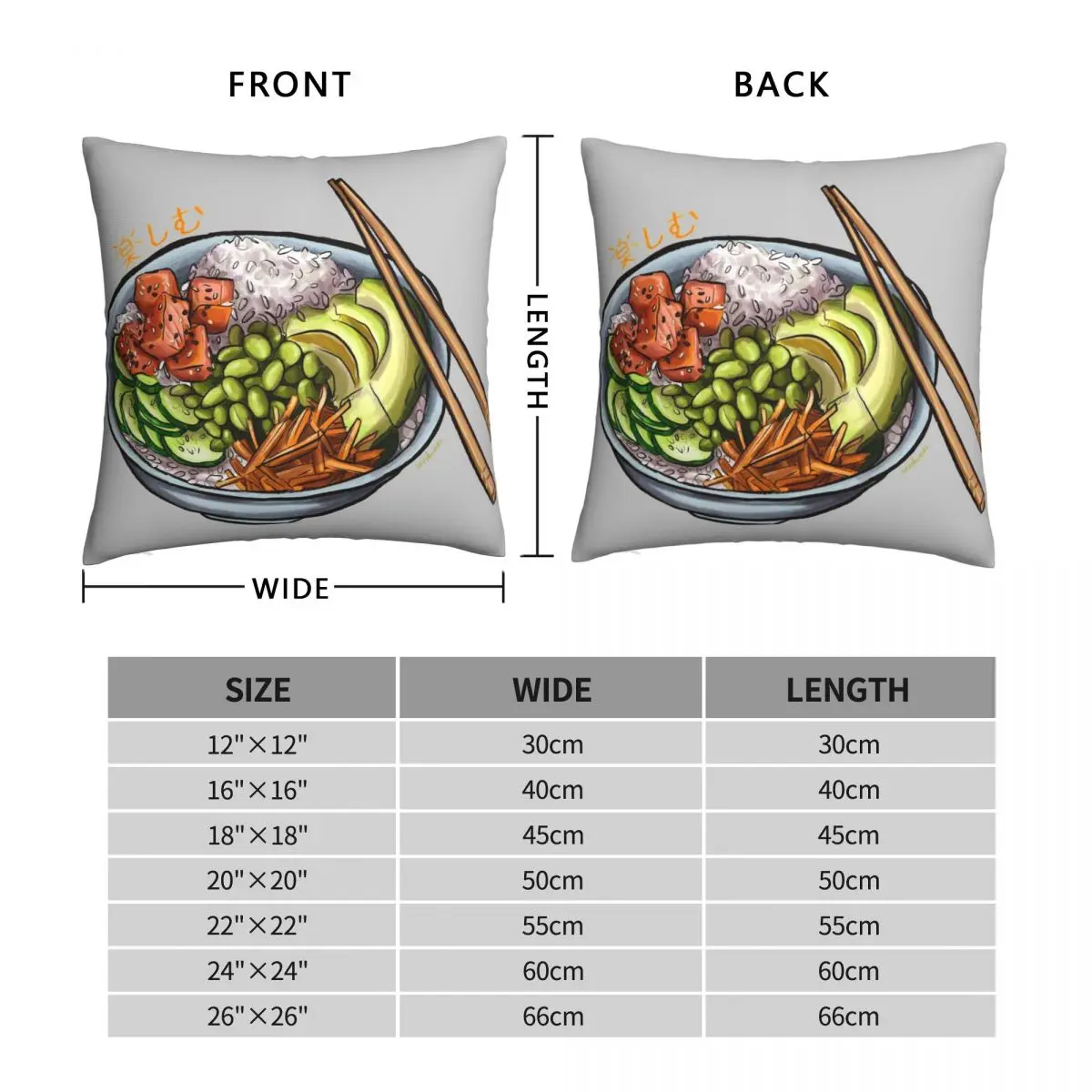 Salmon And Fresh Vegetables Pillowcase Polyester Linen Velvet Creative Zip Decor Pillow Case Room Cushion Cover