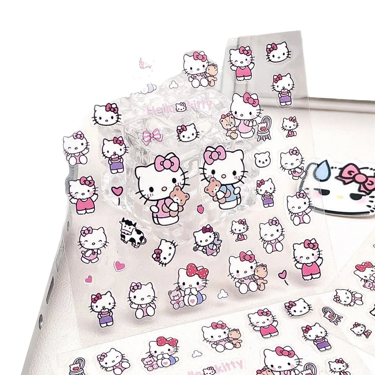 Portalápices CartoonCat, pegatinas transparentes impermeables, alta estética, lindo estilo INS, decoraciones para álbumes de recortes dedicadas para estudiantes A